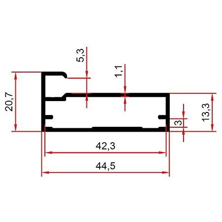 Profil rama frezare NLB, aluminiu, alb, 3 m