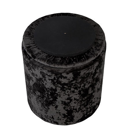 Taburet Nadia, catifea negra E01, cu spatiu depozitare, rotund, 37 x 37 x 42 cm Taburet Nadia, catifea negra E01, cu spatiu depozitare, rotund, 37 x 37 x 42 cm