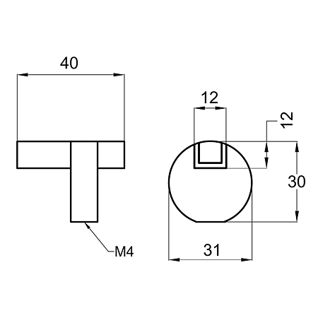Buton FZ26181, aluminiu, 40 x 30 mm, crom