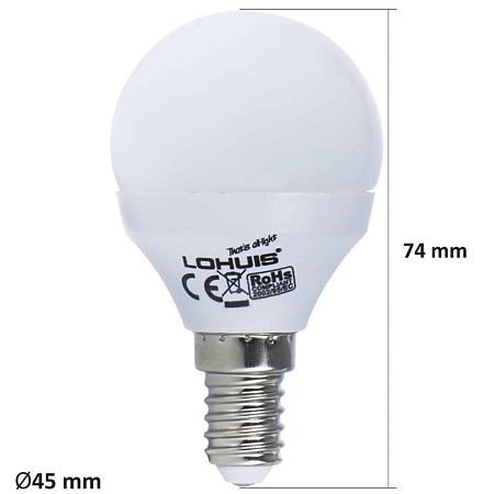 Bec LED Lohuis, glob, E14, 4 W, 400 lm, lumina rece 6500 K