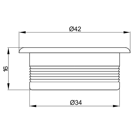 Maner ingropat rotund, plastic, satin-argint, 42 x 16 mm