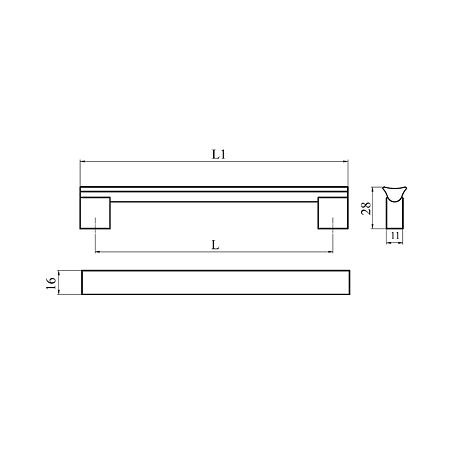 Maner aluminiu AA627 192 mm, negru anodizat