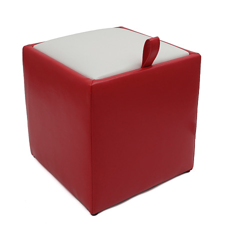 Taburet Box alb/ rosu IP, 37 x 37 x 42 cm
