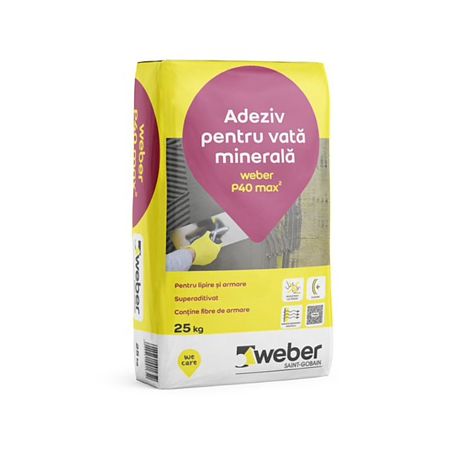 Adeziv vata minerala/polistiren Weber P40 Max2, interior/exterior, 25 kg
