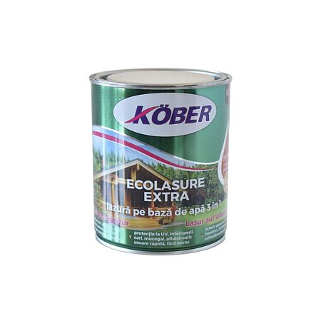 Lazură  Kober Ecolasure Extra 3 in 1 pentru lemn, pe baza de apa, pin antic, 0.75 l
