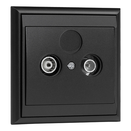 Priza RTV Luna, interior, incastrata, rama inclusa, negru mat, montaj ingropat