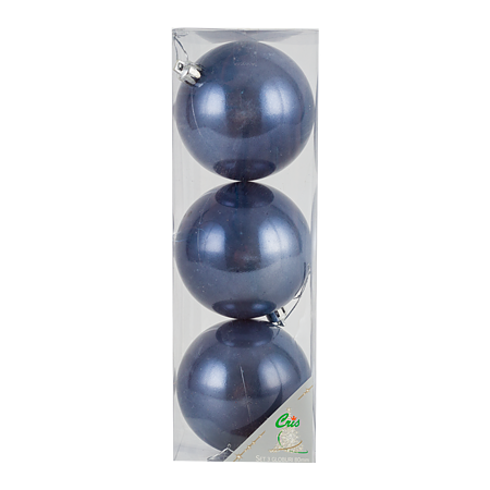 Set 3 globuri decorative de Craciun, albastru, 8 cm
