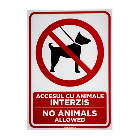 Semn accesul cu animale interzis A5, 15 x 20 cm