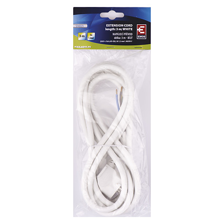 Cablu de alimentare cu stecher Emos, 3 x 1.5 mm2, alb, 3 m Cablu de alimentare cu stecher Emos, 3 x 1.5 mm2, alb, 3 m
