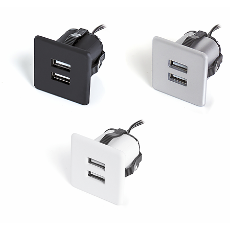 Mufa incarcare USB dubla, Furnika, 2 prize,0,15 m, aluminiu, IP20 