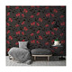 Tapet vlies Atlanta 957202, negru/rosu, model floral, 10 m x 53 cm