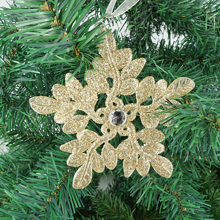 Decoratiune de Craciun fulg, plastic, sampanie,  11 cm