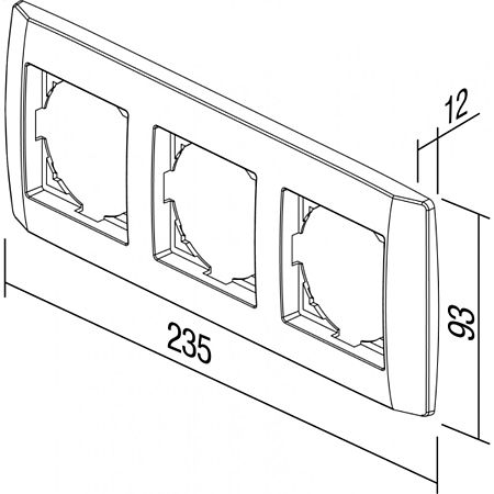 Rama decorativa tripla TEM, Logiq, 3 module, plastic, antracit