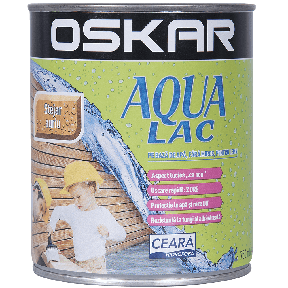 Lac pentru lemn Oskar Aqua, stejar auriu, interior/exterior, 0.75 l 0-75