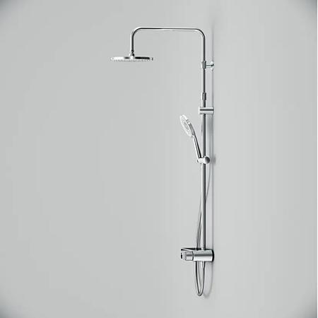 Coloana dus AM.PM X-Joy, bara reglabila, baterie cu polita, para de dus fixa, para de dus mobila cu 3 functii, furtun 175 cm, alama si plastic ABS