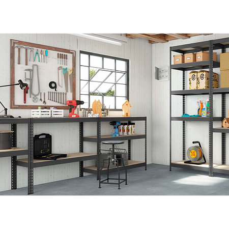Raft Ar Shelving, lemn si metal, 4 polite, gri, 18 kg, 180 x 120 x 45 cm Raft Ar Shelving, lemn si metal, 4 polite, gri, 18 kg, 180 x 120 x 45 cm
