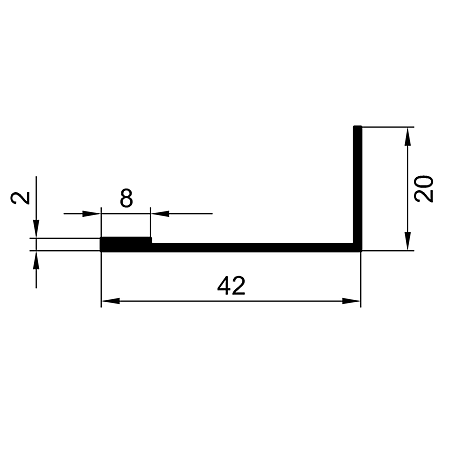 Profil pentru maner din aluminiu Tip L3, 2,5 m