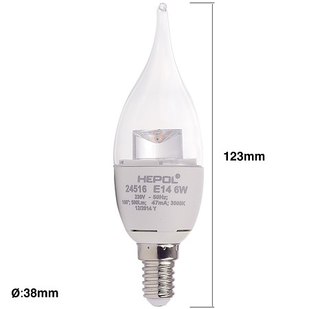 Bec Led Lumanare Fantezie E14 6 W Hepol