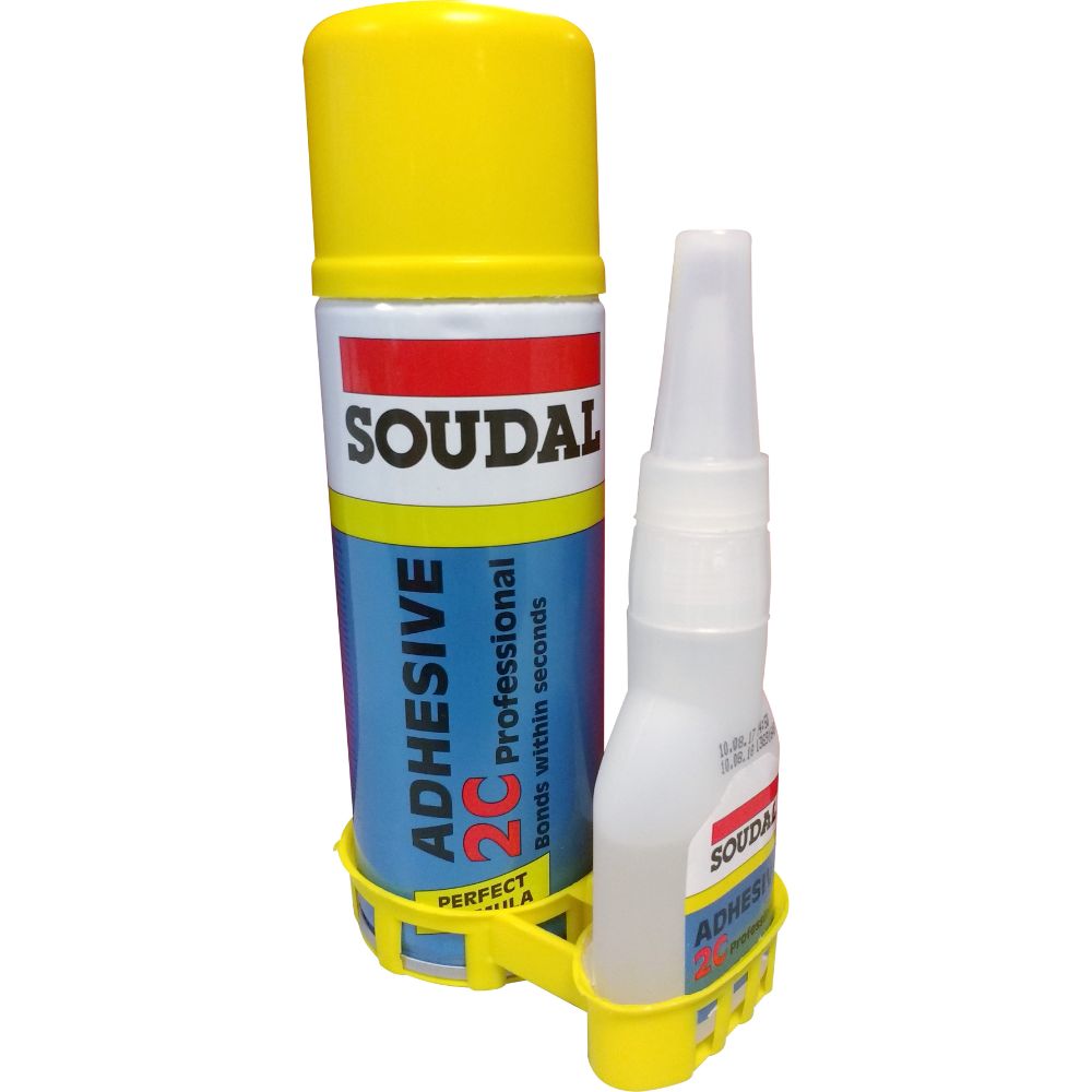 Adeziv bicomponent Soudal, set adeziv 50 g și spray activator 200 g