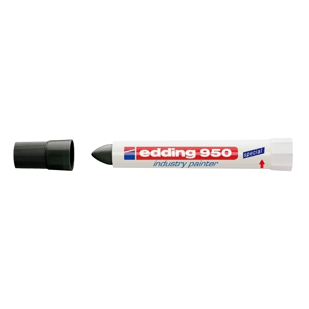 Marker permanent Edding 950, industrial, corp plastic, varf rotund 10 mm, negru