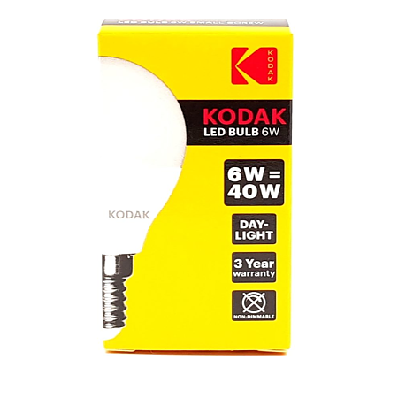 Bec LED Kodak G45, glob, E14, 6W, 480 lm, lumina rece 5000K