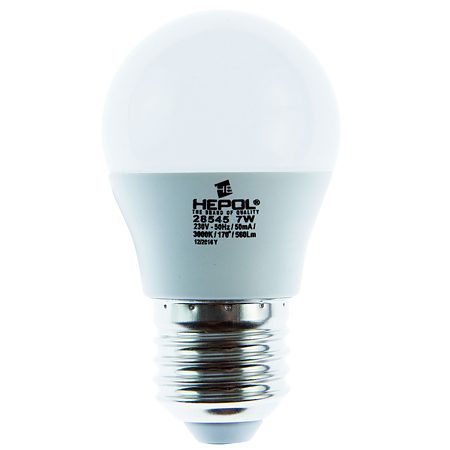 Bec LED Ecoline Hepol, forma sferica, E27, 7 W, 560 lm, lumina calda 3000 K