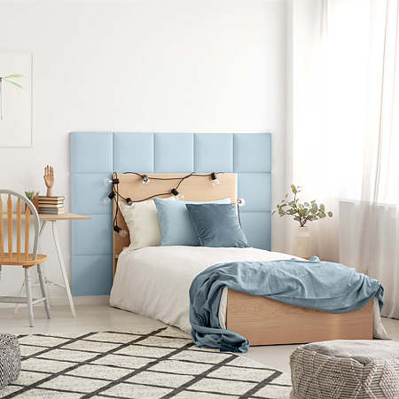 Panou decorativ tapitat, Kids Baby Blue, patrat, 300 x 300 x 37 mm