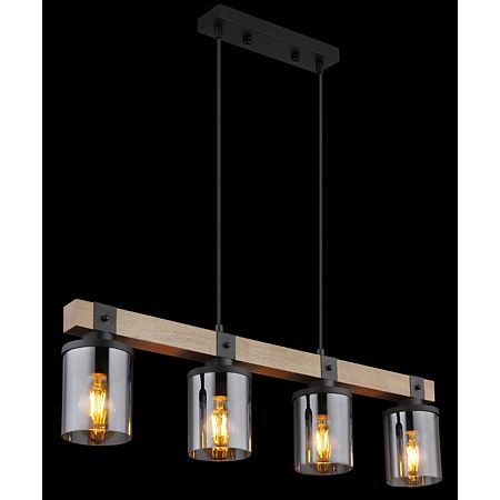 Lustra Globo Lila, lemn/metal, 3 x E27, 60 W, maro/negru, 730 x 100 x 1330 mm