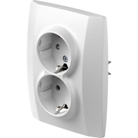Priza dubla Shuko Tem Logiq, alb, 16 A x 250 V