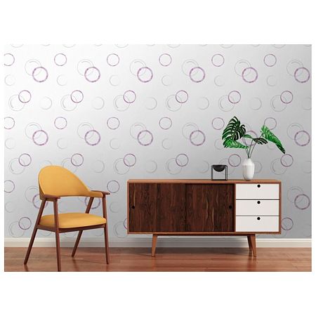 Tapet vinil Grandeco Fusion, A24803, gri+mov, model geometric cercuri 10 x 0.53 m