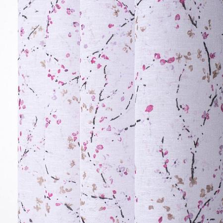 Perdea voal Sakura 174, poliester, model cu flori roz, alb, 140 x 240 cm Perdea voal Sakura 174, poliester, model cu flori roz, alb, 140 x 240 cm