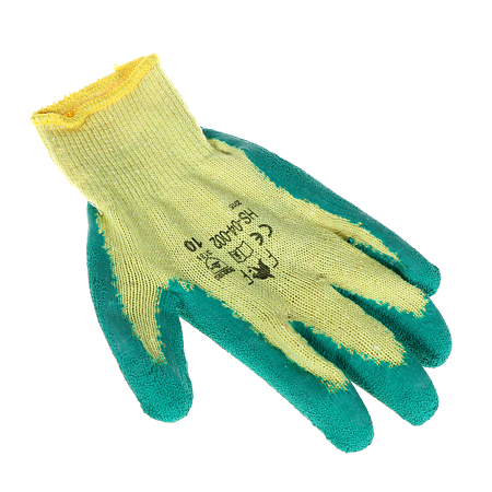 Manusi de protectie HS-04-002, tricot + latex, marimea 10, galben/verde