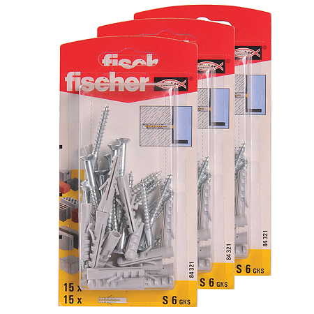 Diblu din nailon cu surub, Fischer S, 6 x 30 mm, 4,5 x 40 mm, 15 buc Diblu din nailon cu surub, Fischer S, 6 x 30 mm, 4,5 x 40 mm, 15 buc