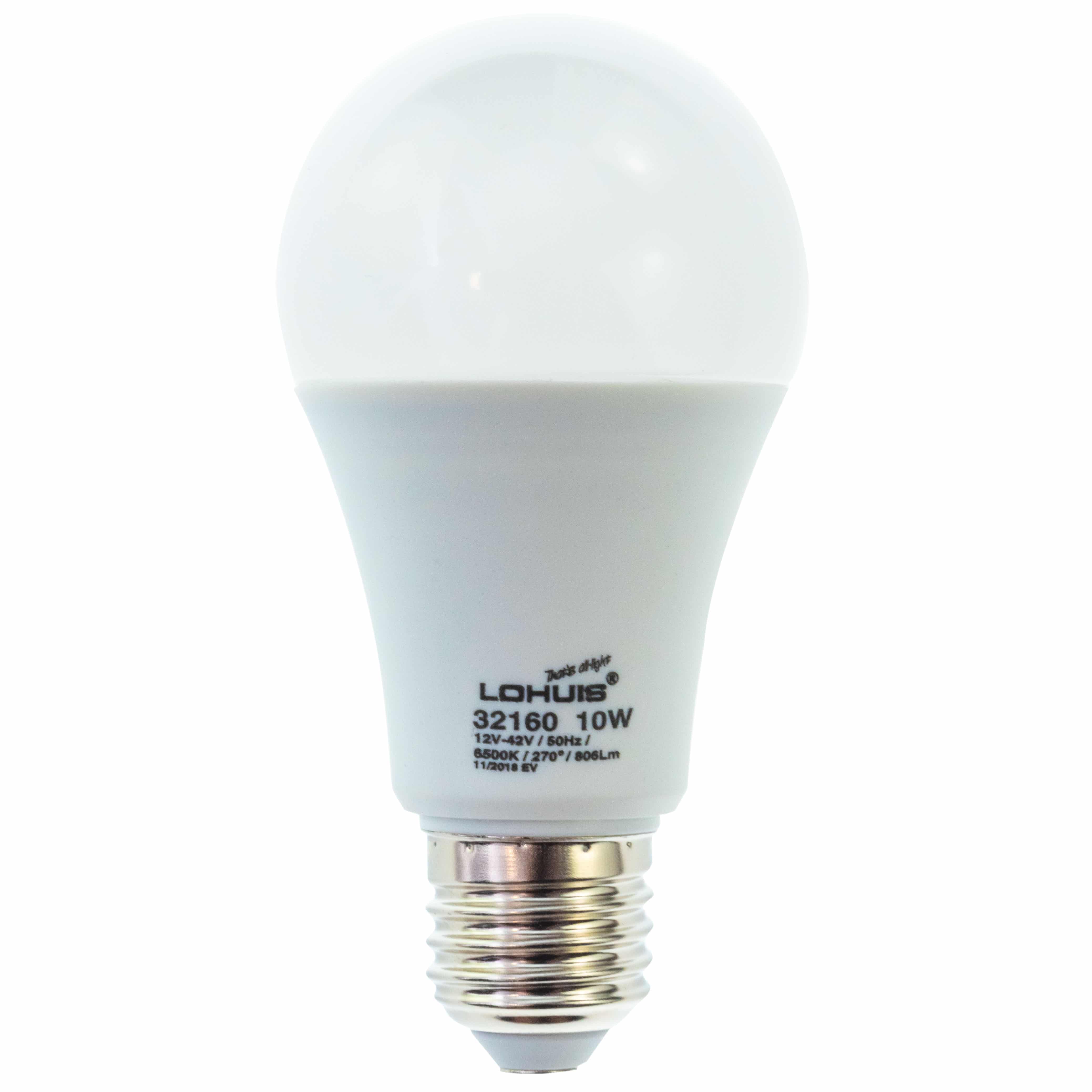 Bec LED Lohuis, forma A60, E27, 12 V, 806 lm, lumina rece 6500K