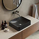 Lavoar dreptunghiular Marmite WB 450C Octavia, din compozit mineral, fara preaplin, montaj pe blat, negru mat, 450 x 380 x 105 mm