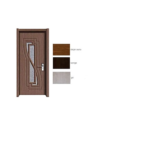 Usa interior celulara cu geam Pamate M042, revresibila, MDF, wenge, toc fix, 200 x 70 x 3.5 cm