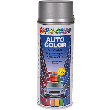 Vopsea spray pentru autoturisme Skoda Dupli-Color, argintiu briliant, lucios, exterior, 400 ml