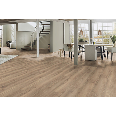 Parchet laminat 12 mm Kronospan Atlantic K285 Haybridge oak, nuanta medie, clasa de trafic 33, twin click + si 1click2go pure +, 1288 x 195 mm