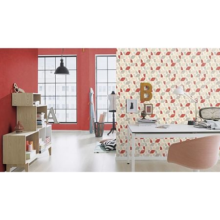 Tapet vinil Rasch Selection 519822, bej+rosu+gri, model geometric, 10 x 0.53 m
