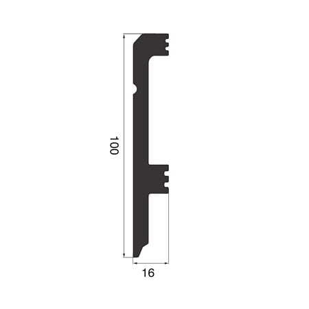 Plinta pardoseala Zircon 100, polimer dur, rezistenta la apa, alb, 2200 x 100 x 16 mm