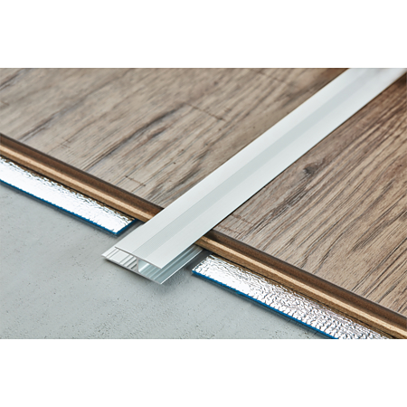 Profil de trecere fara diferenta denivel, aluminiu, prindere cu adeziv, argintiu, 90 cm