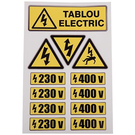 Set indicator de avertizare pentru tablouri electrice, PVC, 20 x 30 cm
