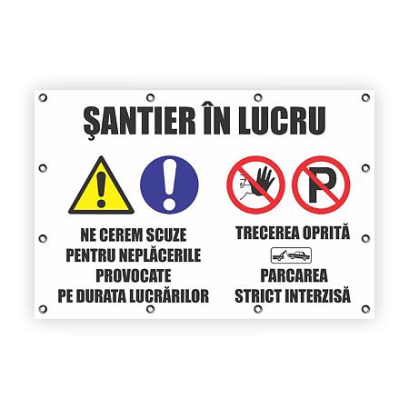 Banner Santier in lucru, PVC, 100 X 65 cm
