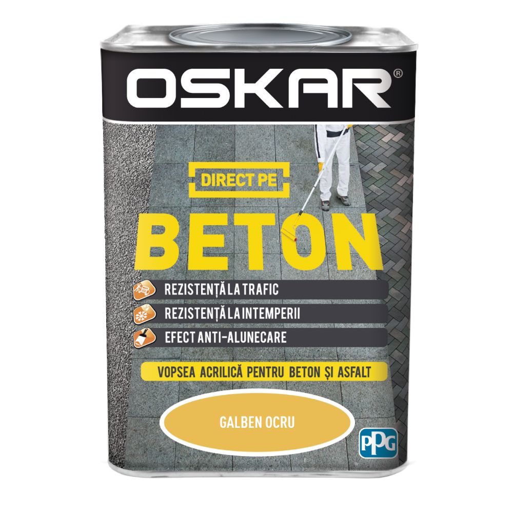 Email Oskar Direct pe beton, galben, interior/exterior, 0,75 l