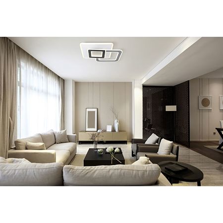 Plafoniera Globo Brienna, metal/acril, LED 36 W, negru/alb, 490 x 450 x 75 mm