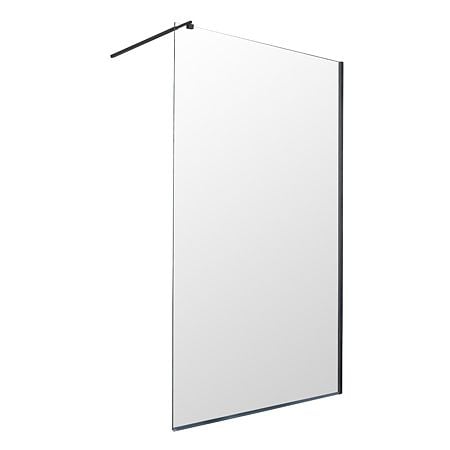 Perete fix dus / walk in Sanotechnik Sanoflex Young Black BF100, sticla 6 mm clara, profil negru mat, 95-97 x 195 cm cm