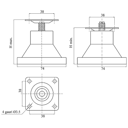 Picior conic negru