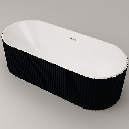 Cada freestanding Vellora Black, acryl sanitar, negru exterior/alb interior, 170 x 80 x 57 cm