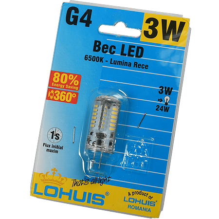Bec Led Silicon G4 3W Lohuis Lumina Rece