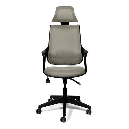 Scaun birou ergonomic gri deschis Kronsit Verona, tapiterie textila, rotativ, reglabil pe inaltime, 59 x 51 x 130 cm